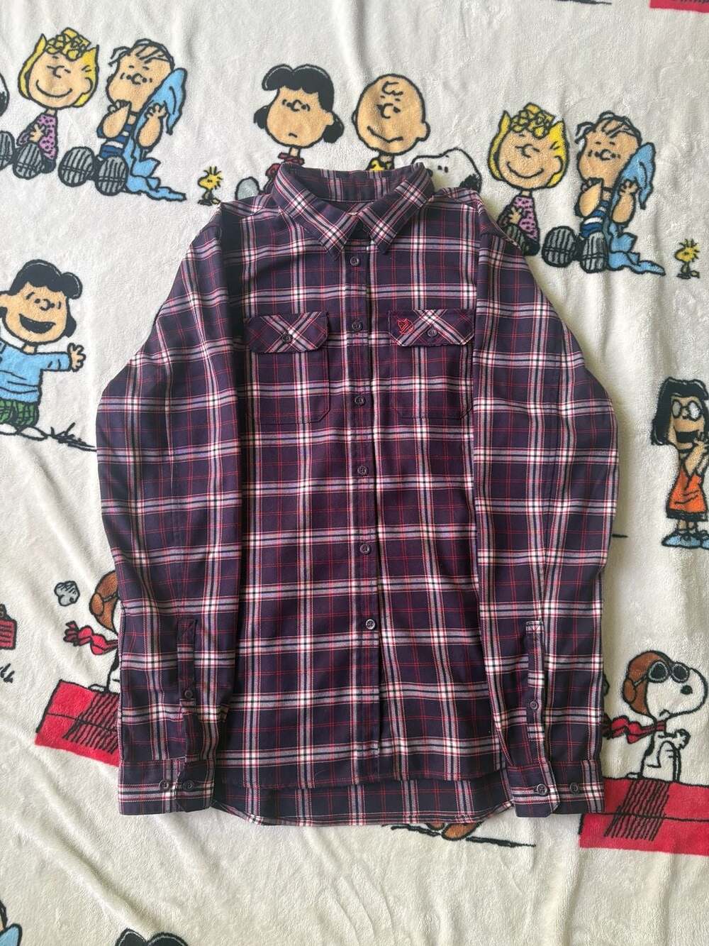 Fjallraven Women's Regular Fit Purple Plaid Flannel Button Up Shirt Size M
